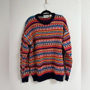 Vintage 90s Britches Great Outdoors Aztec Southwestern Colorful Sweater Size XL